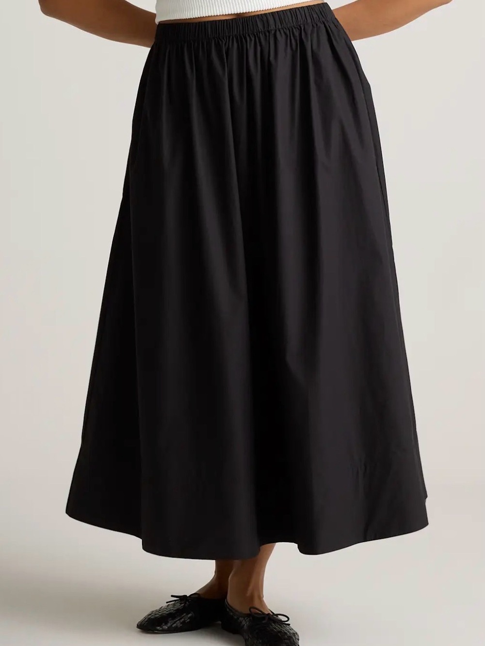 NEW | Quince A-Line Poplin Maxi Skirt | Size Small | Black
